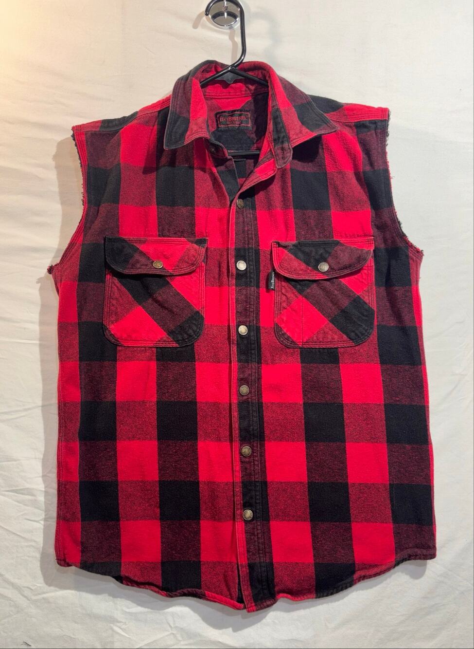 Five Brothers Buffalo Plaid Flannel Vest Red Black Men’s M 100% Cotton